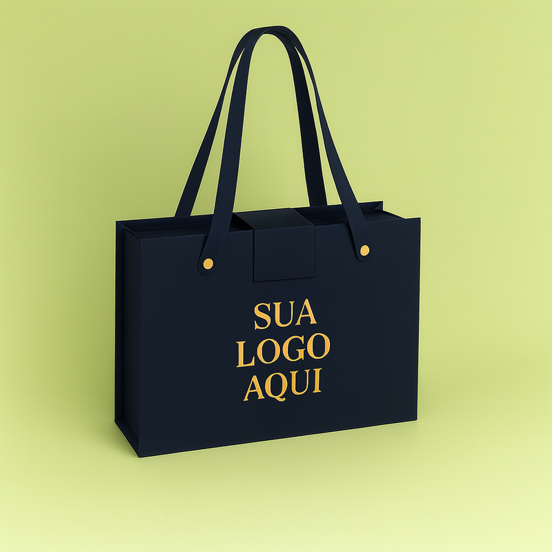 Sacola rígida com fecho magnético e alça