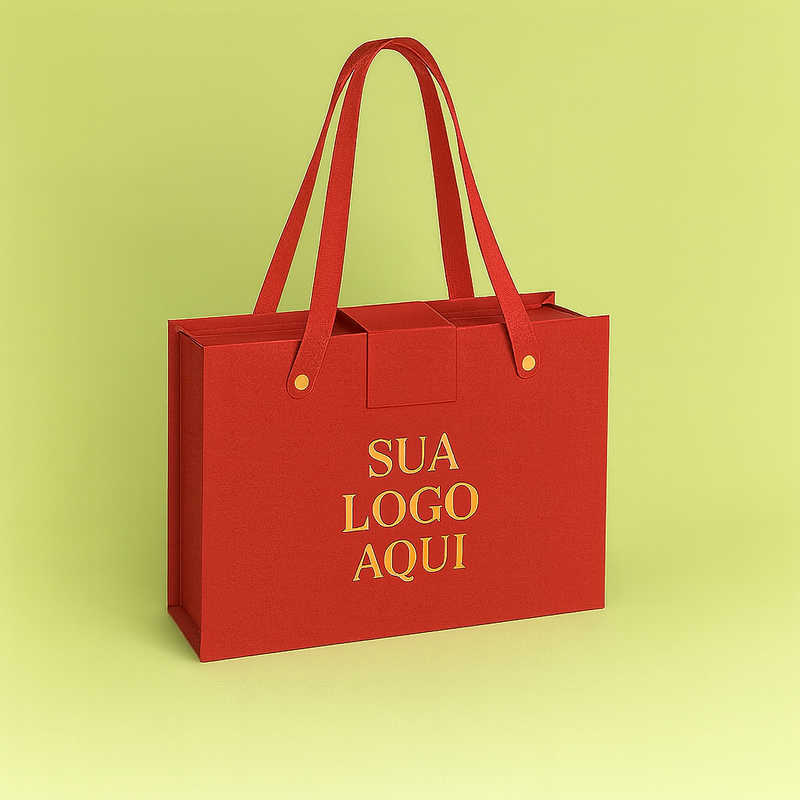 Sacola rígida com fecho magnético e alça